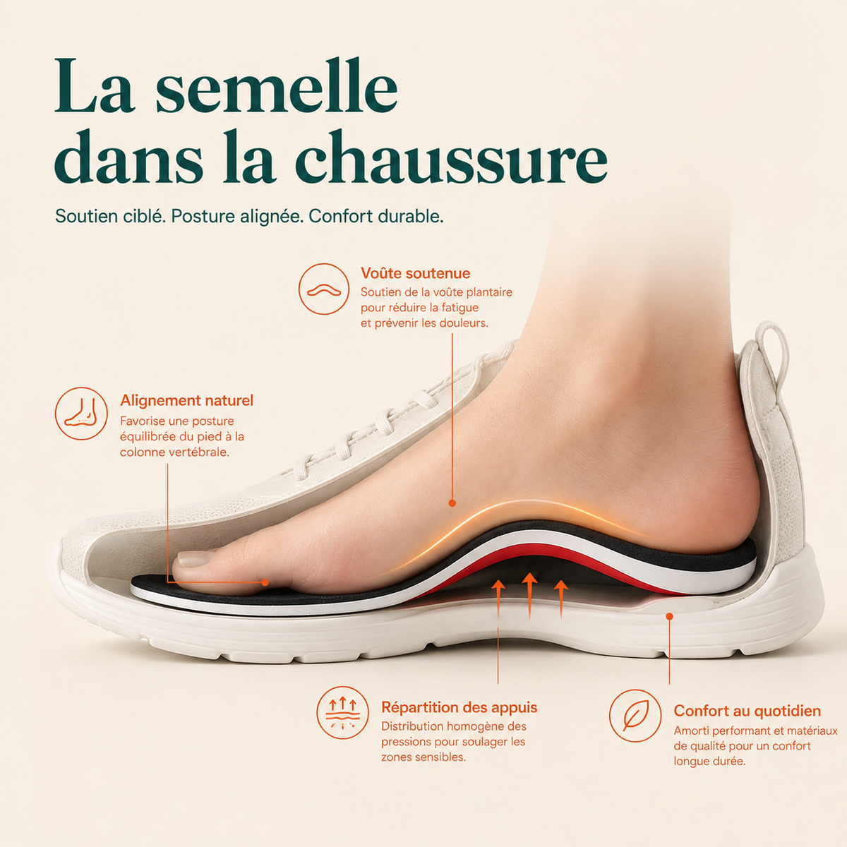 Semelle Confort Semelia portée dans une chaussure du quotidien